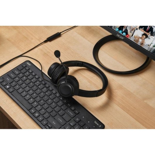 Auriculares Acer AHW154 con cable USB y jack 3,5 mm para oficina y call center negros