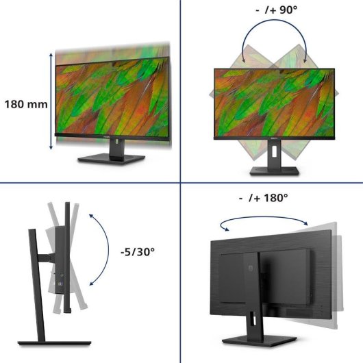 Écran PC Philips 32B1U3900 32" UltraHD 4K 60Hz VA USB-C Hauteur Réglable