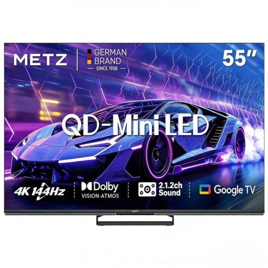 TV Metz QLED Mini LED 55MNE8000Z 55" 4K UltraHD 144Hz Smart TV Google TV Dolby Vision