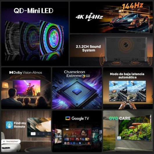 TV Metz QD Mini LED 65MNE8000Z 65" 4K UltraHD 144Hz Smart TV Google TV Dolby Vision