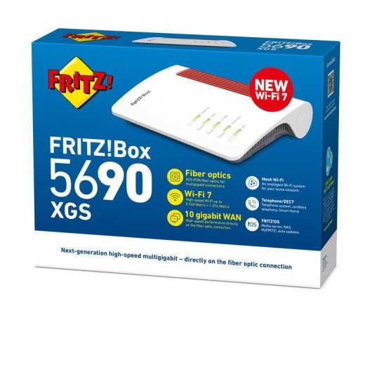 Router Fritz Box 5690 XGS WiFi 7 Dupla Banda 7,1 Gbps Ethernet USB
