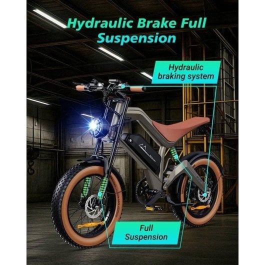 Dyu M20 Adulto Bicicleta Eléctrica 1500W Motor 48V 18.2Ah Batería 20 Pulgadas Neumático Graso