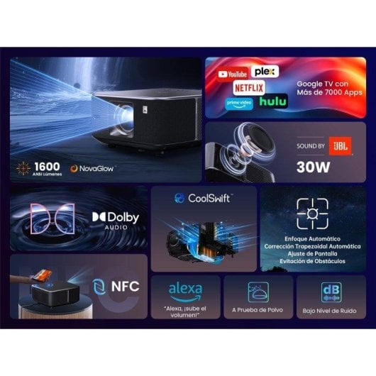 Projetor Yaber K3 1080p 1600 Lumens 200" LED LCD Wi-Fi 6 Bluetooth Portátil