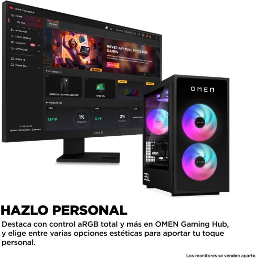 PC Sobremesa HP OMEN 35L GT16-0123ns Intel Core i7-14700F 16GB 1TB SSD RTX 5060 FreeDOS WiFi 6E