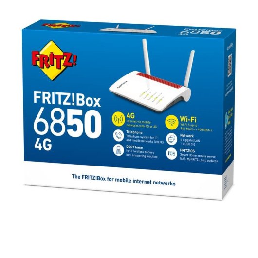 Router Fritz Box 6850 4G WiFi 5 1266Mbps Doppia Banda Ethernet 4G Bianco