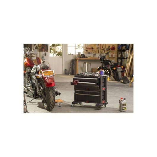 Caixa de Ferramentas Modular Keter Preta 5 Gavetas Rodas Freio