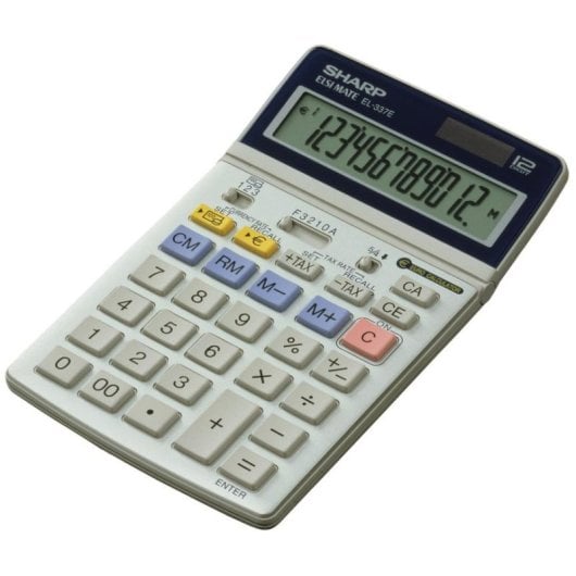 Calcolatrice Sharp EL-337C 12 cifre Memoria 1+GT Batteria LR44