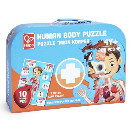 Puzzle Educativo Hape Cuerpo Humano 60 Piezas 3D con Póster Multilingüe
