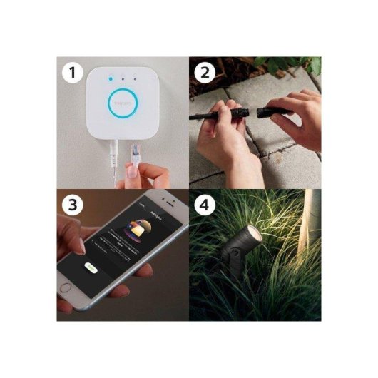 Kit di 3 Fari Intelligenti per Esterni Philips Hue Lily Nero