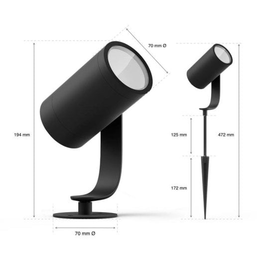Kit di 3 Fari Intelligenti per Esterni Philips Hue Lily Nero