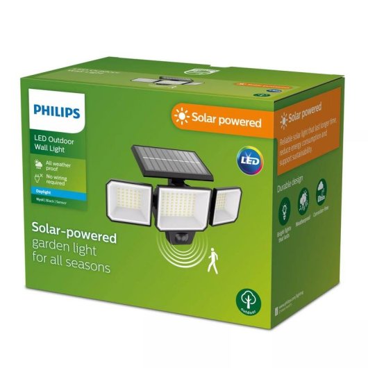 Foco Solar de Seguridad Philips Nysil 8,7 W 1000 Lm 5000 K IP65 Negro