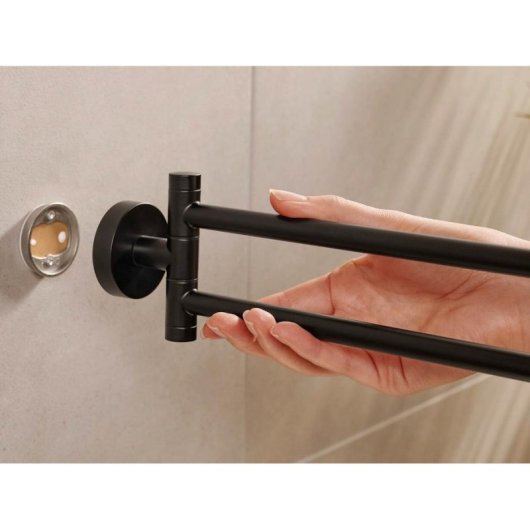 Toallero Tesa Moon Black 50 mm 2 Barres Métal Noir Mural