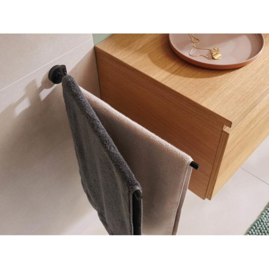 Toallero Tesa Moon Black 50 mm 2 Barres Métal Noir Mural