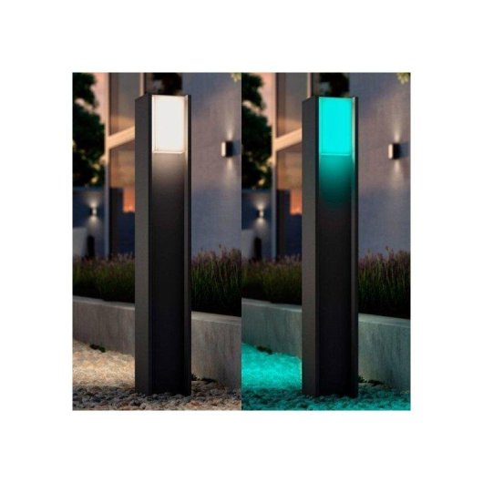 Lámpara Poste Exterior Inteligente Philips Hue Turaco Antracita 1100 Lm