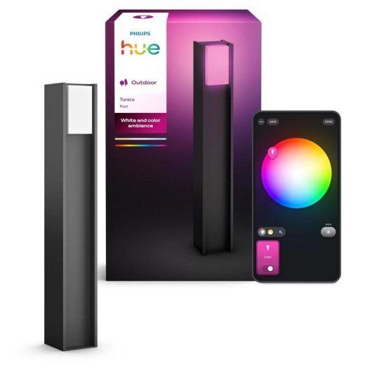 Lámpara Poste Exterior Inteligente Philips Hue Turaco Antracita 1100 Lm
