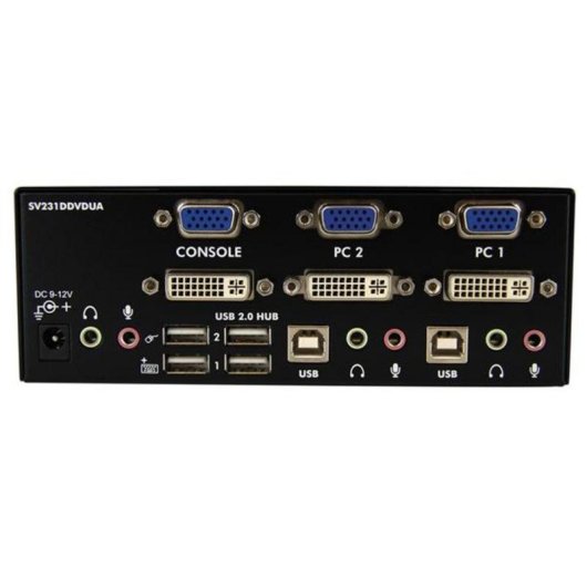 Switch KVM DVI+VGA 2 portas StarTech.com com Áudio e USB 2.0