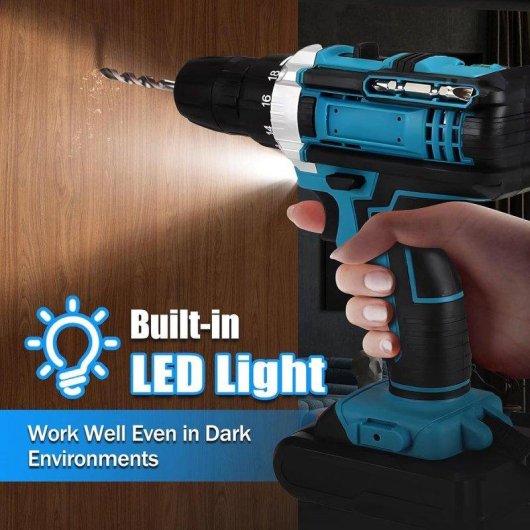 Taladro Atornillador Klack con Percusión 2 Baterías 25+3 Ajustes de Par