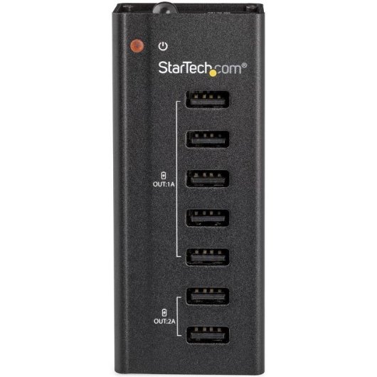 Cargador StarTech 7 Puertos USB Autónomo 5x1A 2x2A Montaje Pared