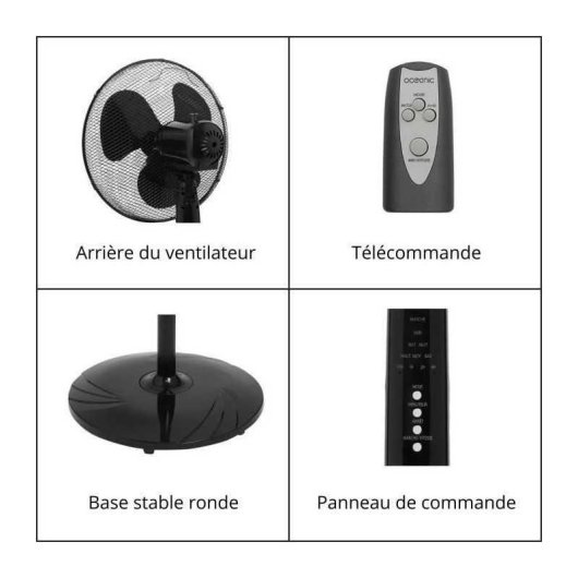 Ventilador de Pie Oceanic 45W 3 Velocidades Mando a Distancia Temporizador Oscilación
