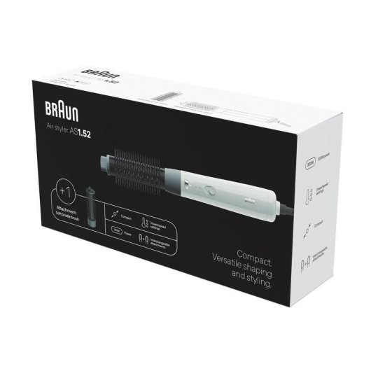 Cepillo Moldeador Braun AS1.52 300W Cable 1,8 m Cepillo Redondo Blanco y Negro