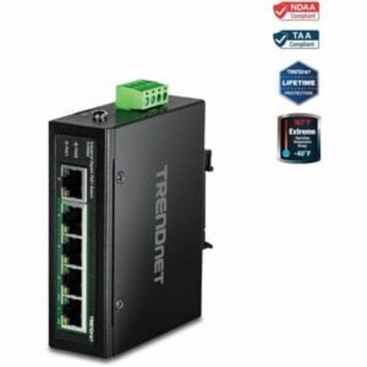 Switch Industriale TRENDnet TI-PG50 5 Porte Gigabit PoE+ DIN-Rail