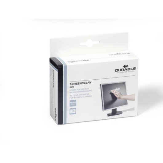 Kit de limpieza Durable Screenclean Duo 10 toallitas para pantallas