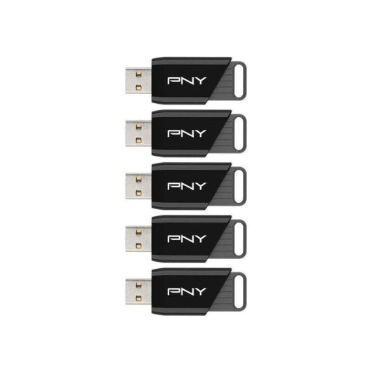 USB-Stick PNY Attaché X 64 GB USB 3.2 Slide Schwarz Grau 5er Pack