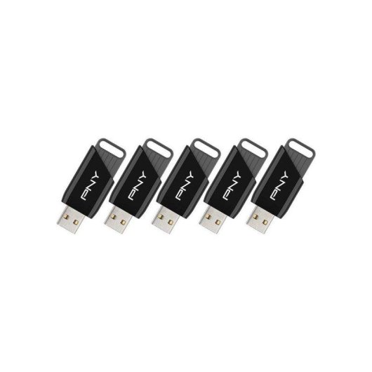 USB-Stick PNY Attaché X 64 GB USB 3.2 Slide Schwarz Grau 5er Pack