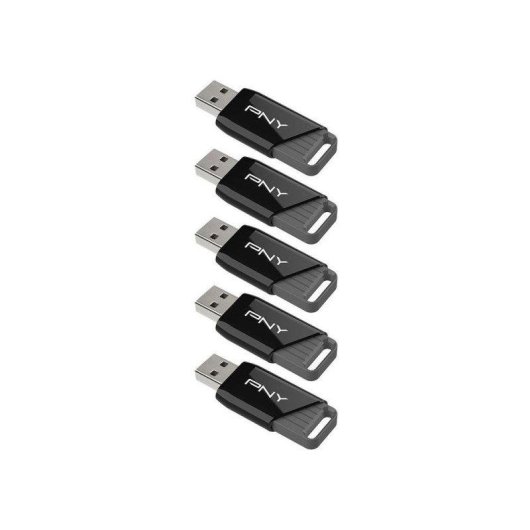 USB-Stick PNY Attaché X 64 GB USB 3.2 Slide Schwarz Grau 5er Pack