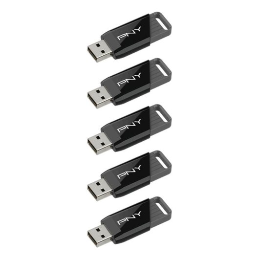 USB-Stick PNY Attaché X 64 GB USB 3.2 Slide Schwarz Grau 5er Pack