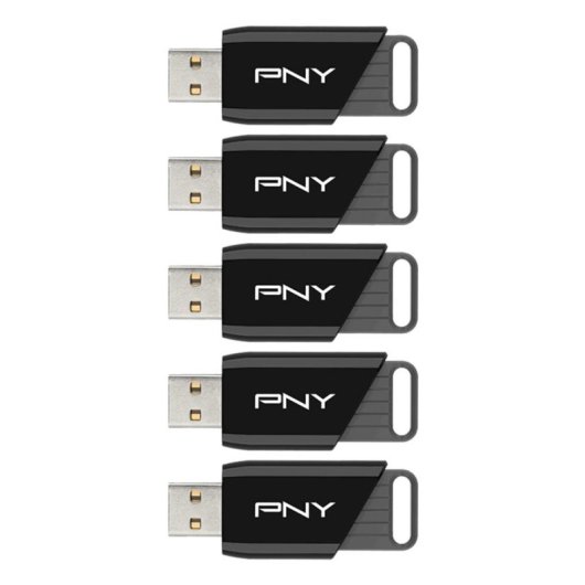 USB-Stick PNY Attaché X 64 GB USB 3.2 Slide Schwarz Grau 5er Pack