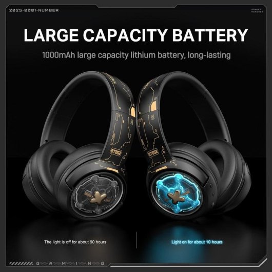 Auriculares Onikuma GT802 inalámbricos y con cable Bluetooth gaming con retroiluminación negra