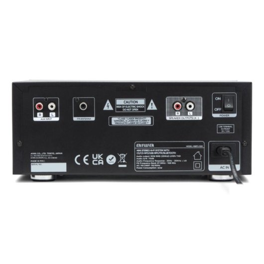 Microset Aiwa MSBTU-550 50W RMS Bluetooth 5.0 USB FM LED Zwart