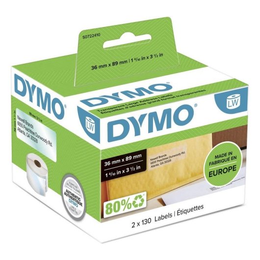Etiquetas DYMO LabelWriter 36x89 mm transparentes 260 unidades