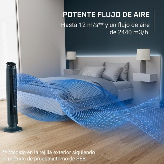 Ventilador de Torre Rowenta Eole Silence Force VU7050 48W 12 Velocidades Comando Remoto Ultra Silencioso Temporizador Brisa Natural