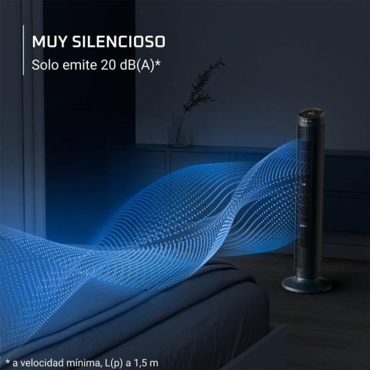Ventilador de Torre Rowenta Eole Silence Force VU7050 48W 12 Velocidades Comando Remoto Ultra Silencioso Temporizador Brisa Natural