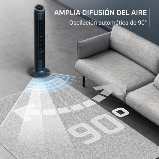 Ventilador de Torre Rowenta Eole Silence Force VU7050 48W 12 Velocidades Comando Remoto Ultra Silencioso Temporizador Brisa Natural