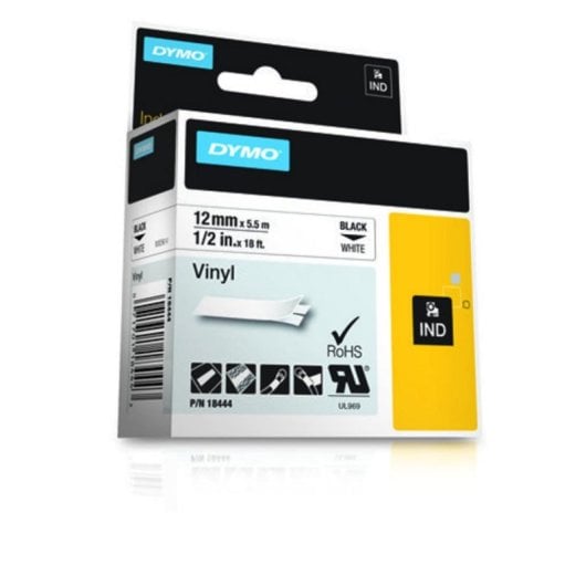 Cinta para impresora de etiquetas DYMO Vinilo IND 12mm x 5,5m Negro sobre blanco