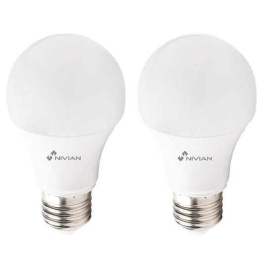 Pack 2 Bombillas Inteligentes Nivian Smart NVS-BULB-RGBW-9E27-W RGB WiFi E27 9W