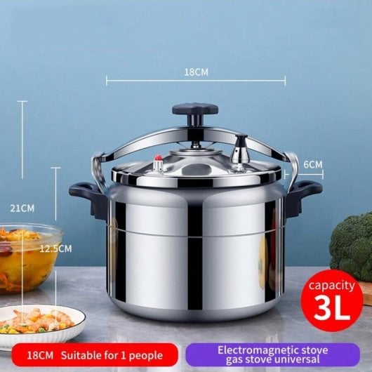 Olla A Presión Klack 3l De Aluminio Con Asas Dobles – Cocción Rápida Para Todo Tipo De Fuegos