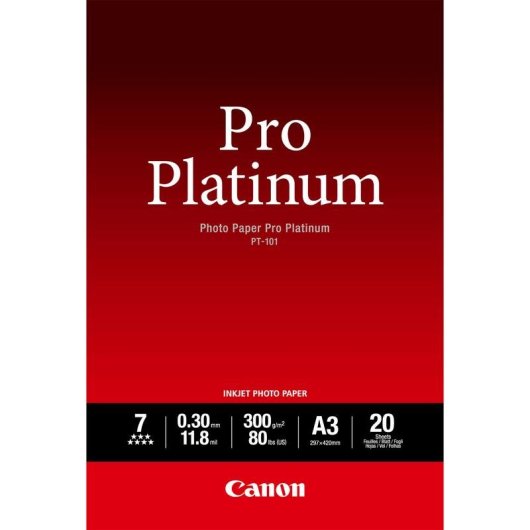 Papel Fotográfico Canon Pro Platinum A3 297 x 420 mm 20 unidades