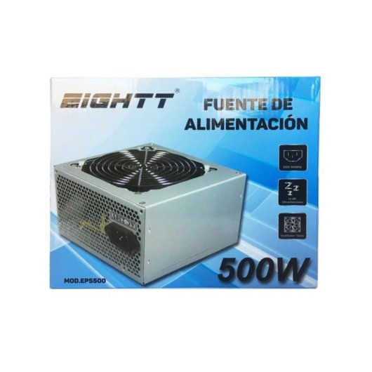 Fonte de Alimentação Eightt EPS500 500W Certificação FCC CE Cinzento não modular