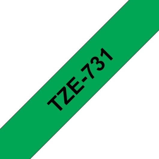 Cinta para impresora de etiquetas Brother TZe 12mm Negro sobre verde 8m