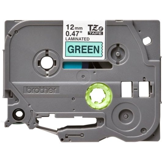Cinta para impresora de etiquetas Brother TZe 12mm Negro sobre verde 8m