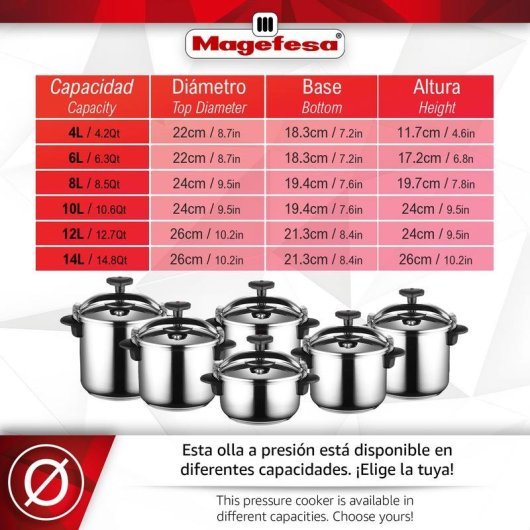 Olla a presión MAGEFESA STAR 10 L Full Induction Acero Inoxidable 18/10