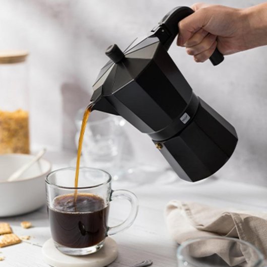 Cafetera Italiana Magefesa 71PVCZGNM16 9 Tazas Aluminio Negro