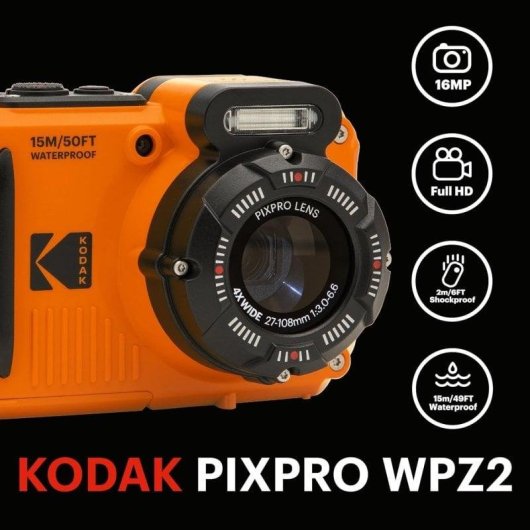 Appareil Photo Compact Kodak PIXPRO WPZ2 16MP Zoom 4x WiFi Étanche Rouge