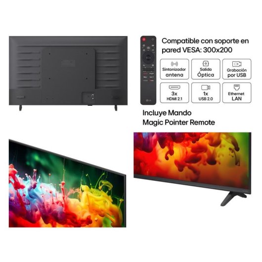 TV LG QNED 43QNED72B6B 43" 4K UltraHD 60Hz Smart TV WebOS HDR10 Mini LED VRR