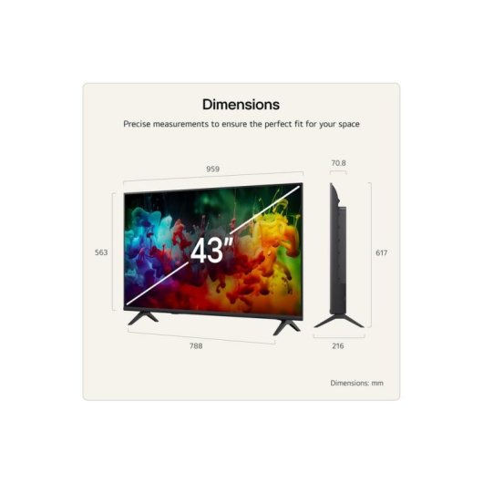 TV LG QNED 43QNED72B6B 43" 4K UltraHD 60Hz Smart TV WebOS HDR10 Mini LED VRR