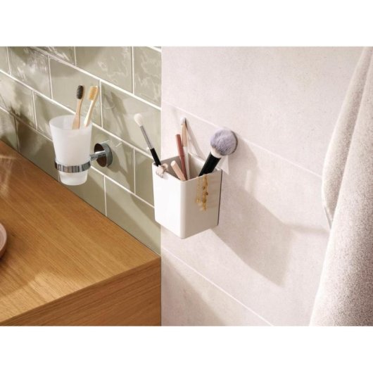 Organizador de baño Tesa Baboo Adhesivo Blanco Plástico 86 mm